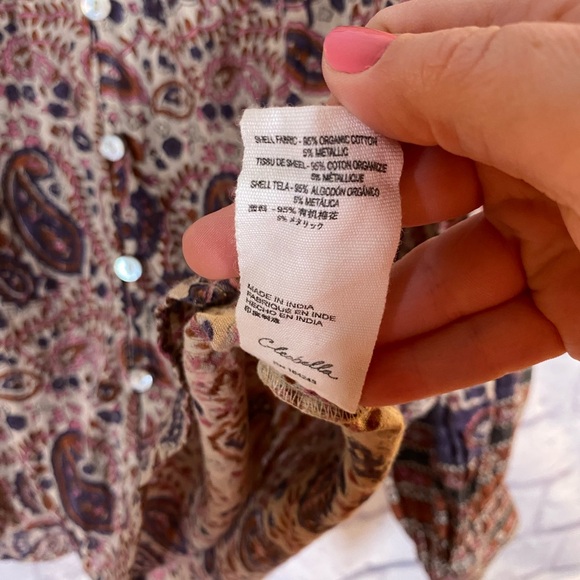 Cleobella Paisley Print Ruffle Blouse Boho Purple & Pink Size S - Picture 6 of 7